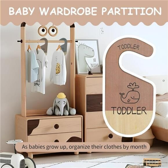 Baby closet dividers wooden size labels nursery clothes organizer newborn toddle - Picture 6 of 8